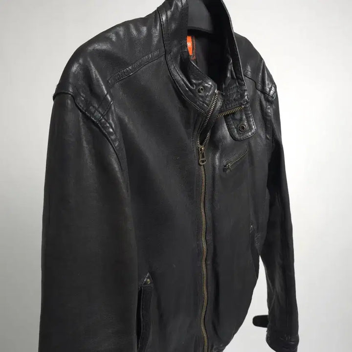 [BUNJANG] Hugo Boss Lambskin Leather Single Rider Jacket / 휴고보스 정품 남성 블랙 양가죽 싱글 라이더 가죽 자켓 레더자켓 105