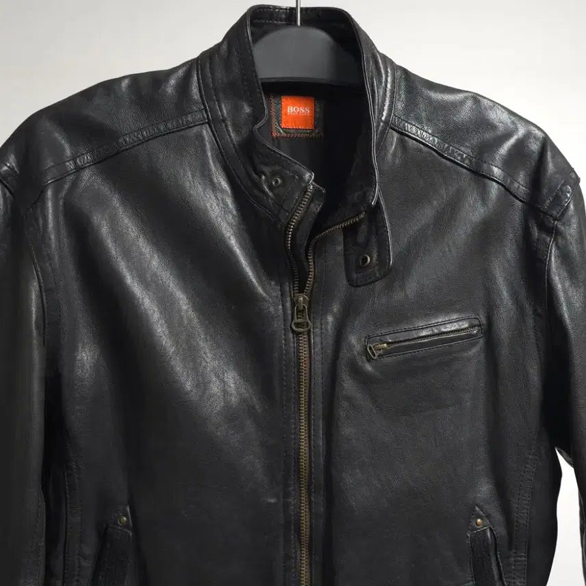 [BUNJANG] Hugo Boss Lambskin Leather Single Rider Jacket / 휴고보스 정품 남성 블랙 양가죽 싱글 라이더 가죽 자켓 레더자켓 105