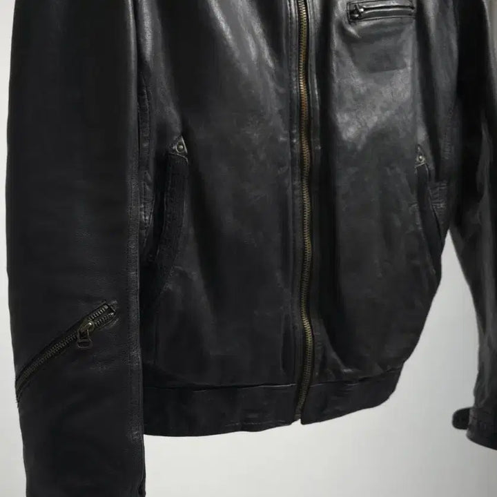 [BUNJANG] Hugo Boss Lambskin Leather Single Rider Jacket / 휴고보스 정품 남성 블랙 양가죽 싱글 라이더 가죽 자켓 레더자켓 105