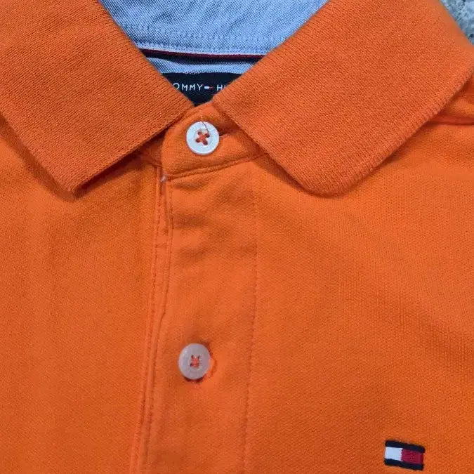 [BUNJANG] Tommy Hilfiger Orange Short Sleeve Polo Shirt / 타미힐피거 오렌지색 반팔 폴로티