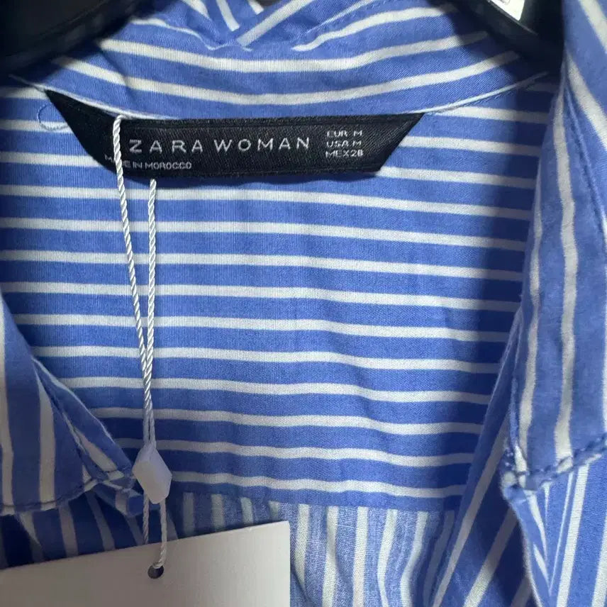 [BUNJANG] Zara Striped Floral Embroidery Shirt / 자라 스트라이프 꽃 자수 셔츠