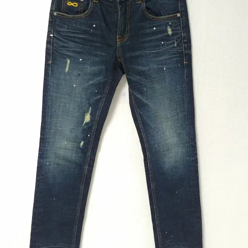[BUNJANG] PLAC Jeans Berlin Slim Straight Denim (Size 29) / [플랙진] 베를린 슬림 스트레이트 데님 (29사이즈) - 페인팅 워싱 포