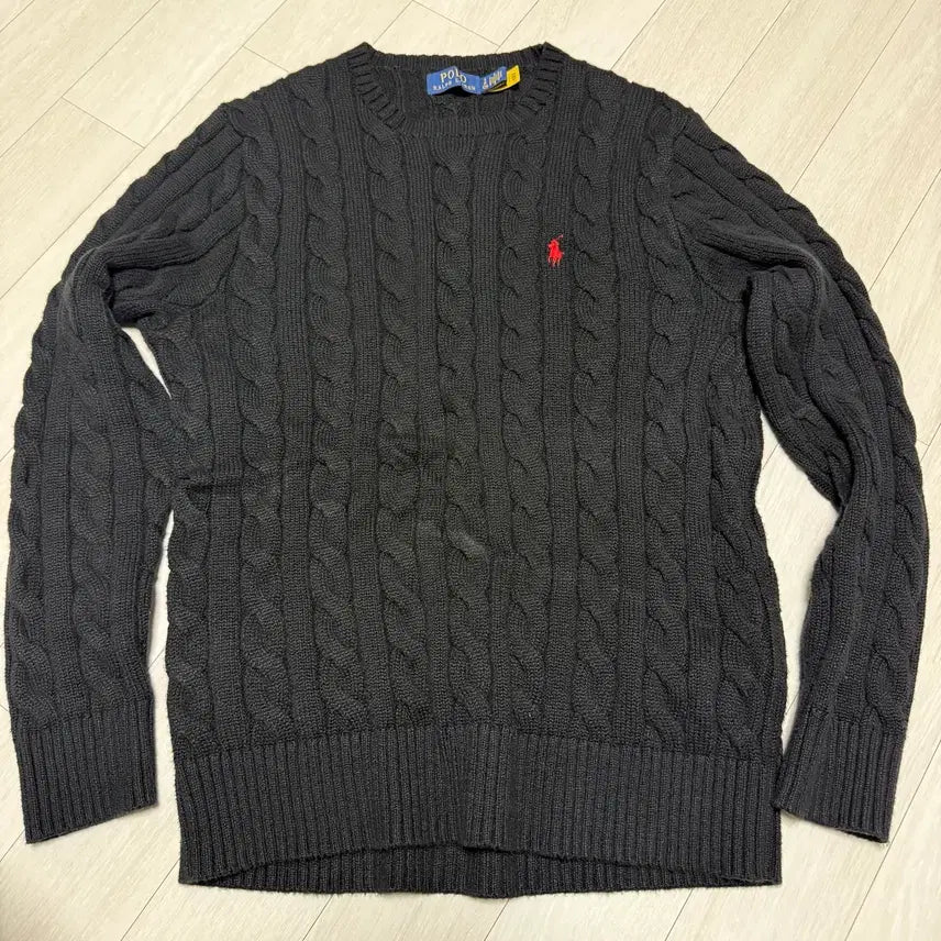 [BUNJANG] Polo Ralph Lauren Black Cable Knit Sweater / 폴로 랄프로렌 블랙 꽈배기 니트