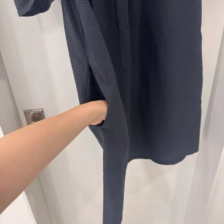 [BUNJANG] Sisihoho Seersucker Puff Short Sleeve Mini Dress / 시시호시 시어서커 퍼프 반팔 미니원피스