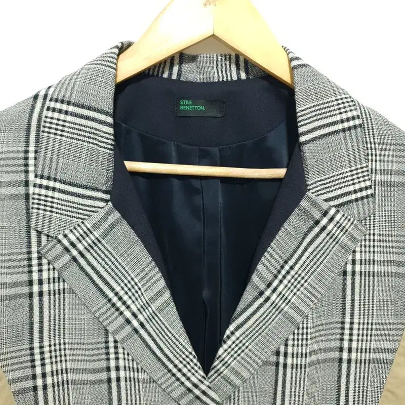 [BUNJANG] Benetton Check Combination Jacket / 베네통 체크 배색 자켓 F_M1824