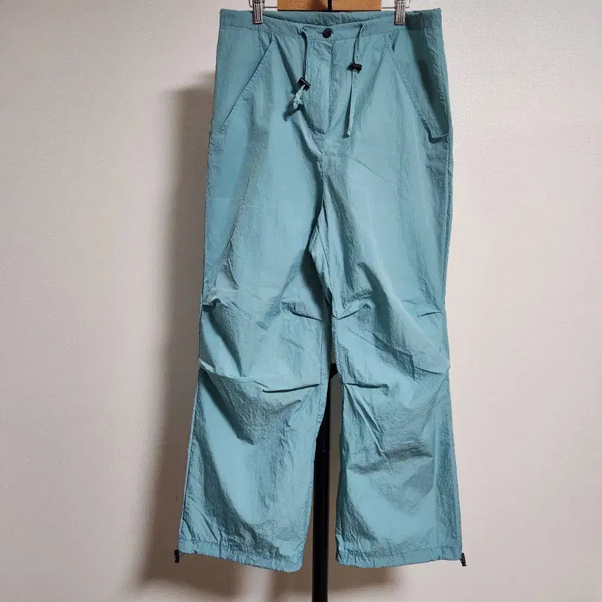 [BUNJANG] Aqua Blue Nylon String Pants / 아쿠아 블루 바스락 스트링 팬츠