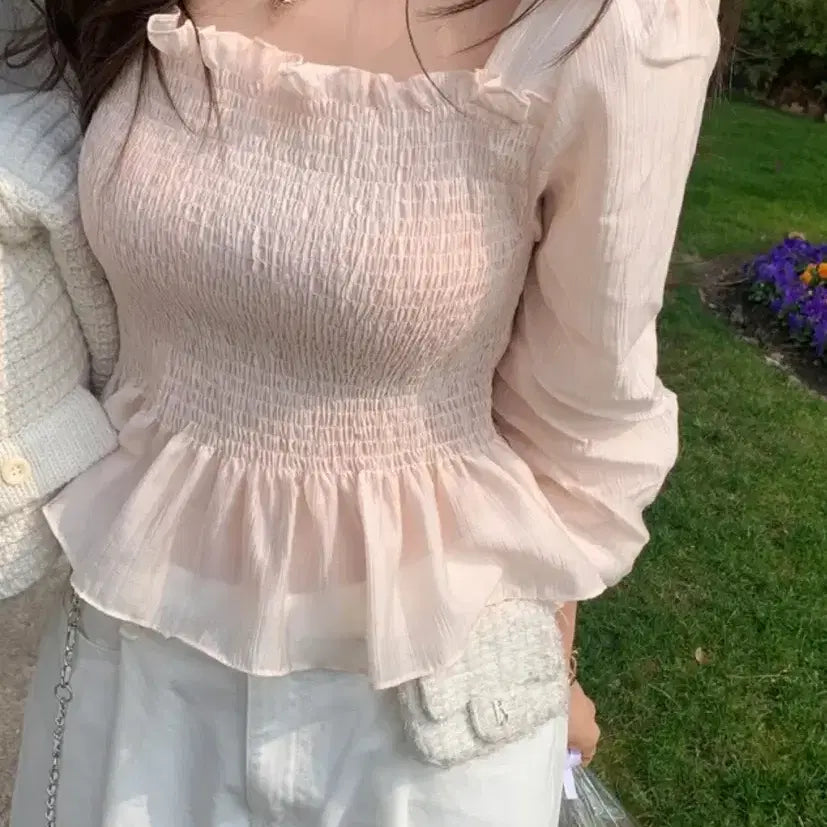 [BUNJANG] Modern Robe Frill Blouse / 모던로브 프라체 스모크 프릴 블라우스