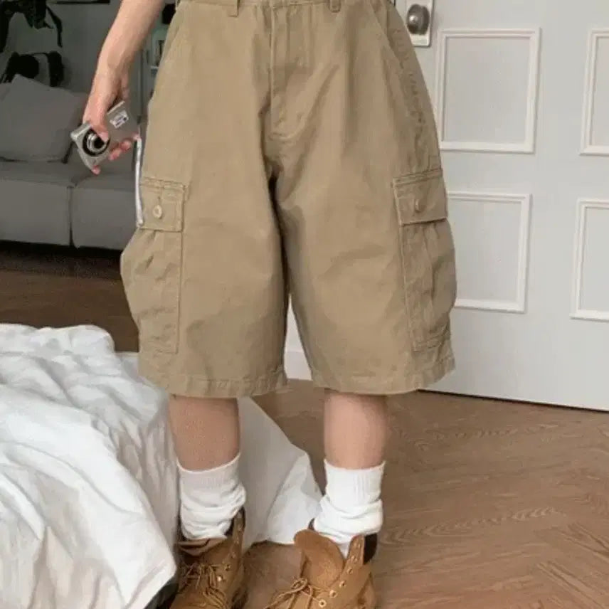 [BUNJANG] Camel Vintage Cargo Bermuda Pants (Beige, S) / 카멜 빈티지 카고 버뮤다 팬츠(베이지,S)