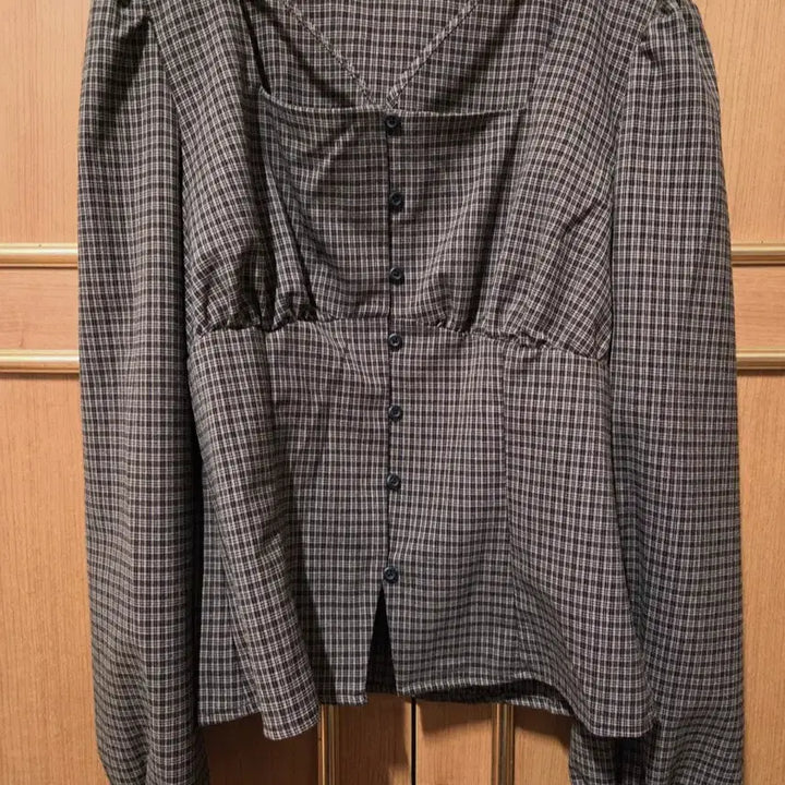 [BUNJANG] MIXXO Square Neck Check Blouse / 미쏘 체크 스퀘어넥 블라우스