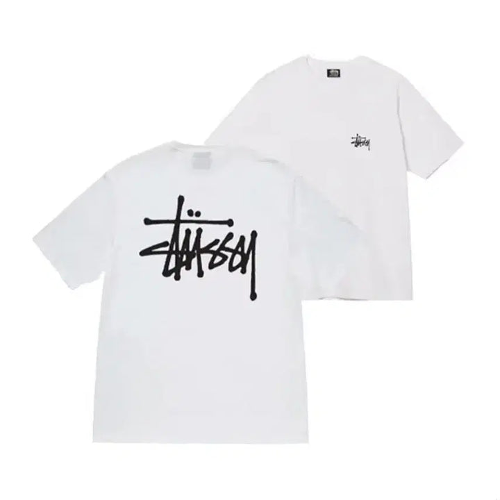 [BUNJANG] Stussy Lettering Logo T-Shirt White/Black / [새상품] 스투시 레터링 로고 티셔츠 화이트/블랙 M, L
