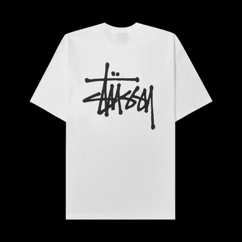 [BUNJANG] Stussy Lettering Logo T-Shirt White/Black / [새상품] 스투시 레터링 로고 티셔츠 화이트/블랙 M, L