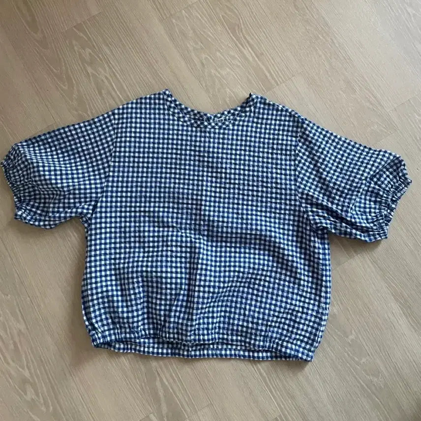 [BUNJANG] Uniqlo Gingham Check Short Sleeve Blouse / 유니클로 깅엄체크 반팔블라우스 새상품
