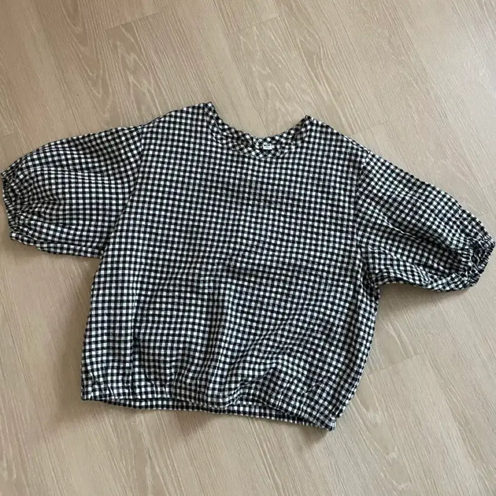 [BUNJANG] Uniqlo Gingham Check Short Sleeve Blouse / 유니클로 깅엄체크 반팔블라우스 새상품