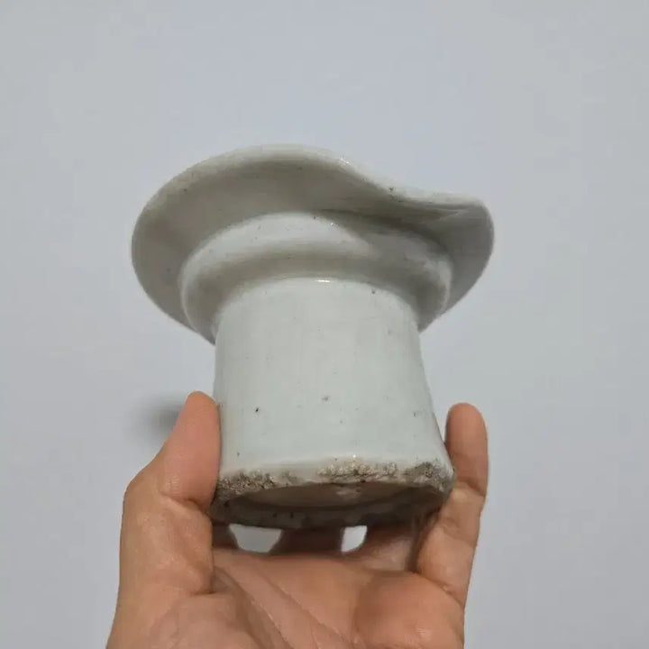 [BUNJANG] Antique Joseon Dynasty White Porcelain Tea Bowl / 골동품 조선후기 찌글이 백자 잔잔대