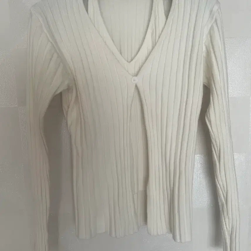 [BUNJANG] Ribbed Cardigan and Camisole Set / 가디건 + 나시 세트