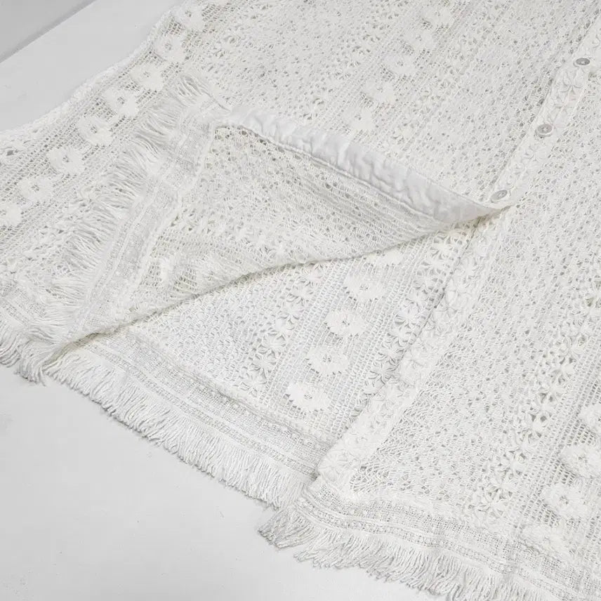 [BUNJANG] Thursday Island Scallop Short Sleeve Long Cardigan / 써스데이아일랜드 스카시 반팔 롱 가디건 (23년)