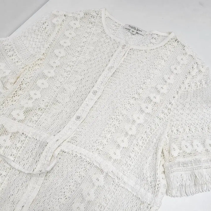 [BUNJANG] Thursday Island Scallop Short Sleeve Long Cardigan / 써스데이아일랜드 스카시 반팔 롱 가디건 (23년)