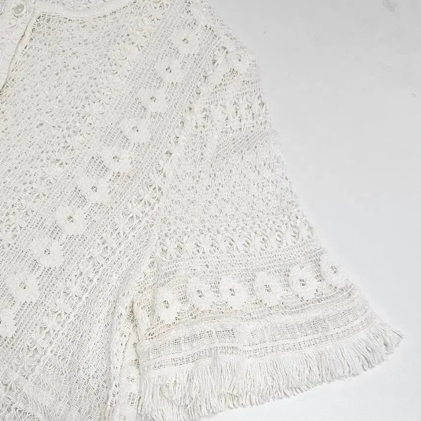 [BUNJANG] Thursday Island Scallop Short Sleeve Long Cardigan / 써스데이아일랜드 스카시 반팔 롱 가디건 (23년)