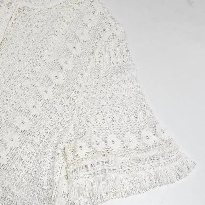 [BUNJANG] Thursday Island Scallop Short Sleeve Long Cardigan / 써스데이아일랜드 스카시 반팔 롱 가디건 (23년)