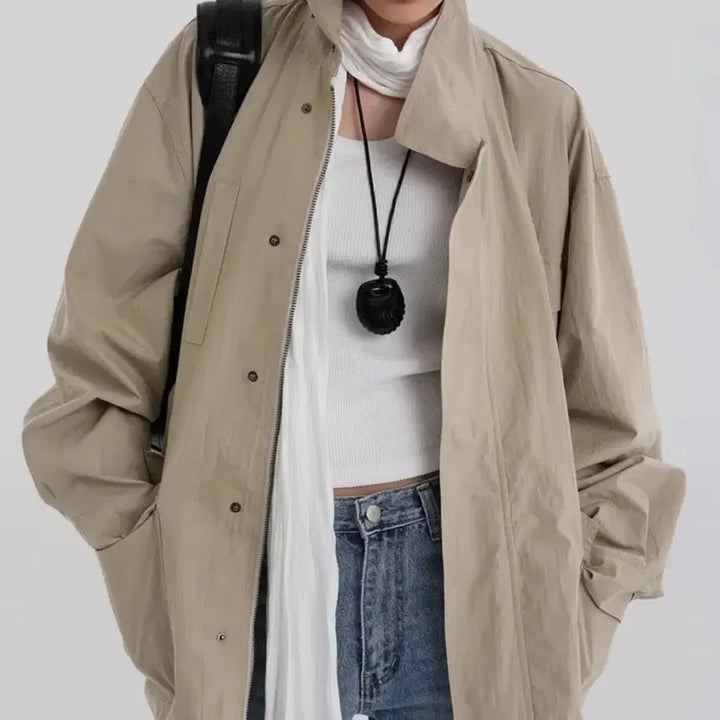 [BUNJANG] Autumn Beige Half Field Jacket / 어텀 베이지 하프 야상 자켓