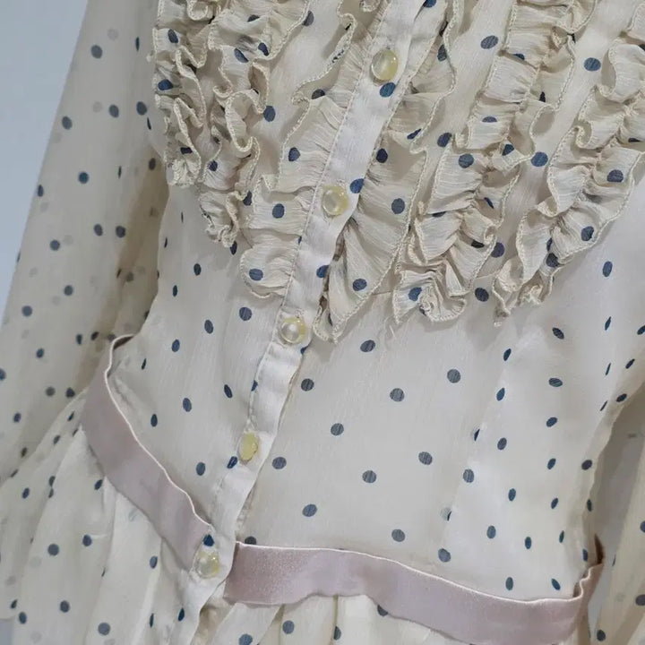 [BUNJANG] Vintage Lace Frill Lolita Blouse / 빈티지)프릴 도트 로리타풍 히메라떼갸루 레이스프릴 시스루 블라우스