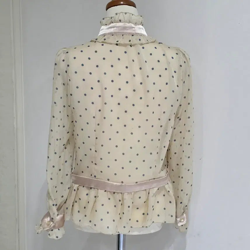 [BUNJANG] Vintage Lace Frill Lolita Blouse / 빈티지)프릴 도트 로리타풍 히메라떼갸루 레이스프릴 시스루 블라우스