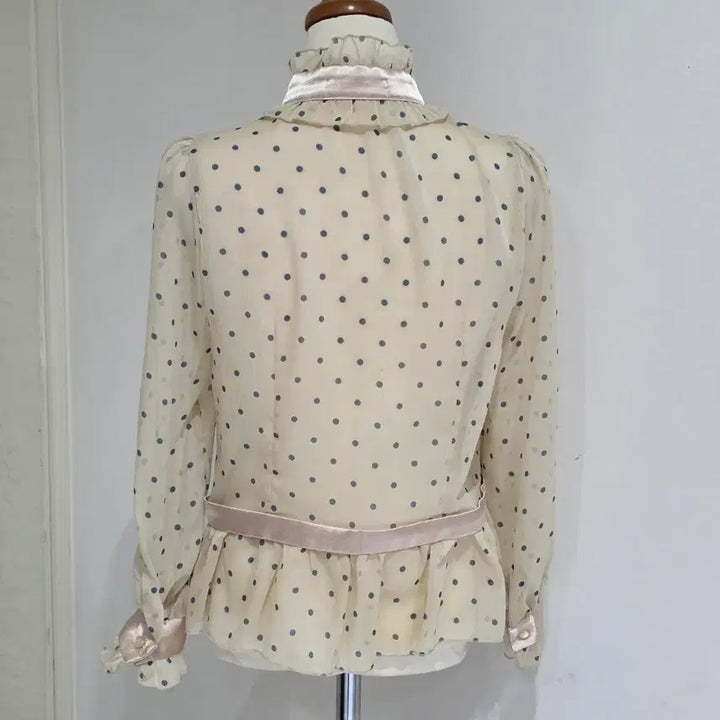 [BUNJANG] Vintage Lace Frill Lolita Blouse / 빈티지)프릴 도트 로리타풍 히메라떼갸루 레이스프릴 시스루 블라우스