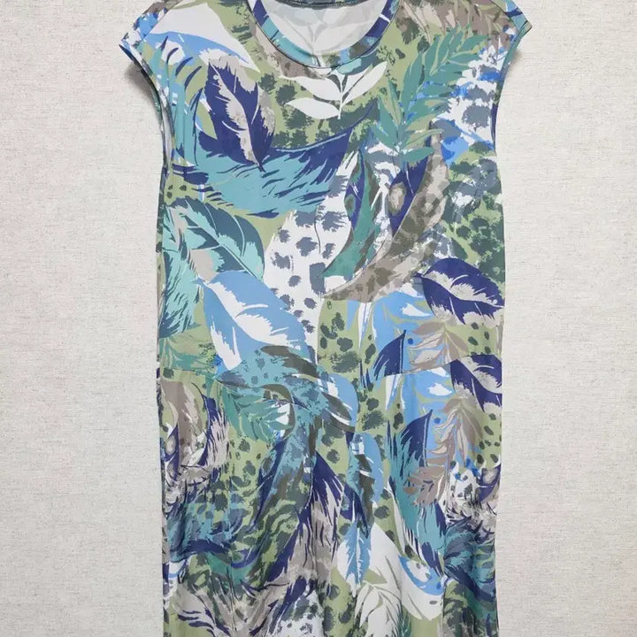 [BUNJANG] Leaf Pattern Sleeveless Long Dress / 잎사귀 패턴 민소매 롱 원피스