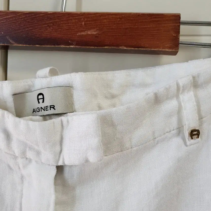 [BUNJANG] AIGNER White Linen Pants / AIGNER 화이트 100% 린넨 팬츠