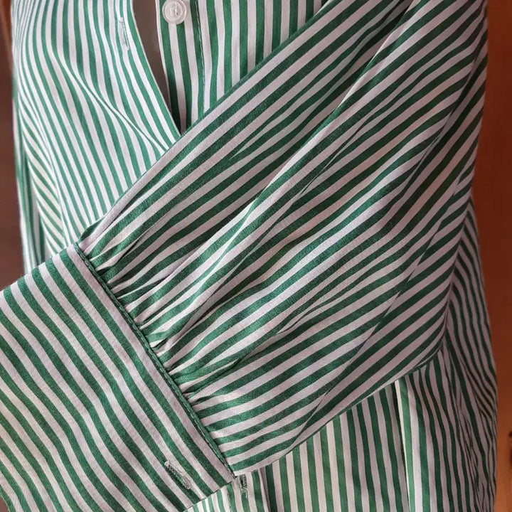 [BUNJANG] Striped Pullover Shirts Set / 그린+보라색 스트라잎 셔츠( 1+1)