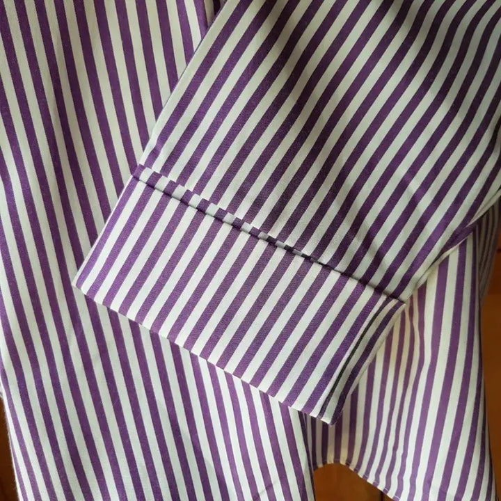 [BUNJANG] Striped Pullover Shirts Set / 그린+보라색 스트라잎 셔츠( 1+1)