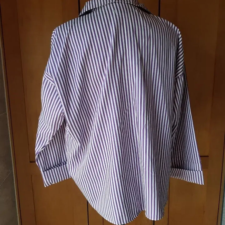 [BUNJANG] Striped Pullover Shirts Set / 그린+보라색 스트라잎 셔츠( 1+1)