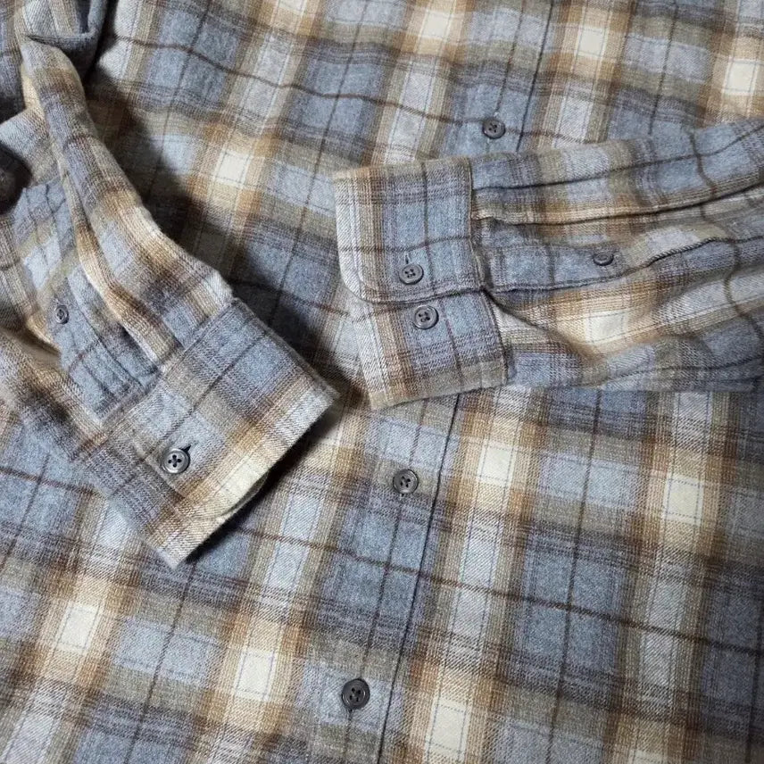 [BUNJANG] MUJI Flannel Check Shirt Beige 2XL / 무인양품 플란넬 체크 셔츠 베이지 2XL