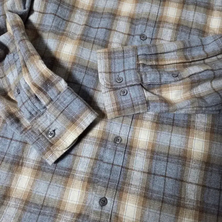 [BUNJANG] MUJI Flannel Check Shirt Beige 2XL / 무인양품 플란넬 체크 셔츠 베이지 2XL