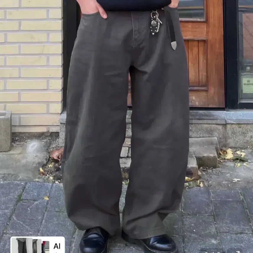[BUNJANG] Leare Curved Denim Pants (Charcoal M) / 르아르 커브드 데님 팬츠 (차콜 m)
