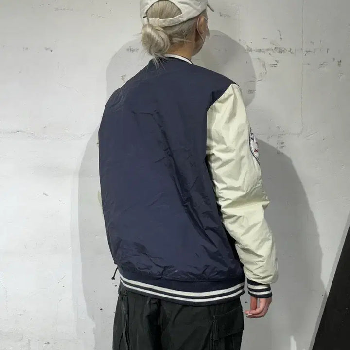 [BUNJANG] Converse Navy Old School Quilted Varsity Jacket / 컨버스 네이비 올드스쿨 누빔 바시티 자켓 스타디움 점퍼 M