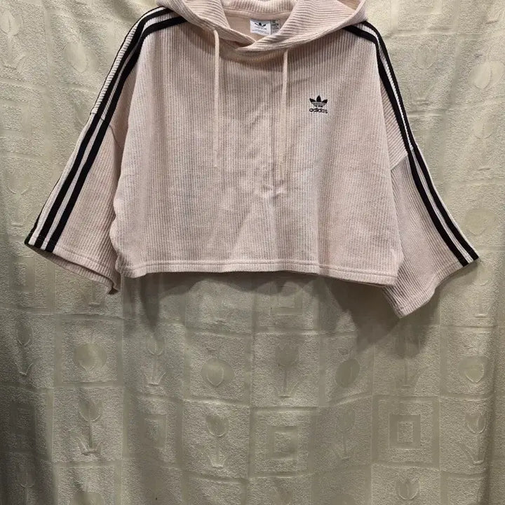 [BUNJANG] Adidas Waffle Crop Hoodie Beige (M) / 아디다스 와플 크롭 후드티 베이지 M(66)