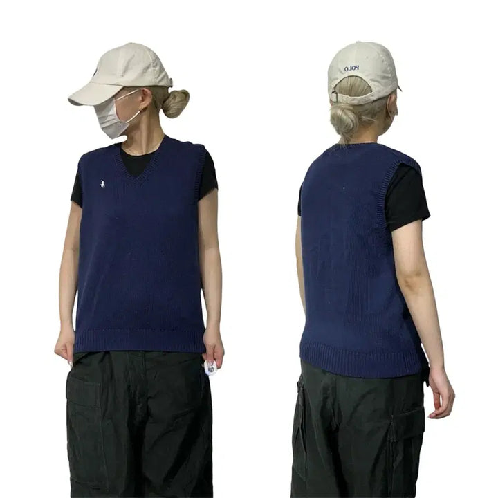 [BUNJANG] Polo Ralph Lauren Navy Knit Vest / 90s 폴로 랄프 로렌 네이비 니트 베스트 조끼 95