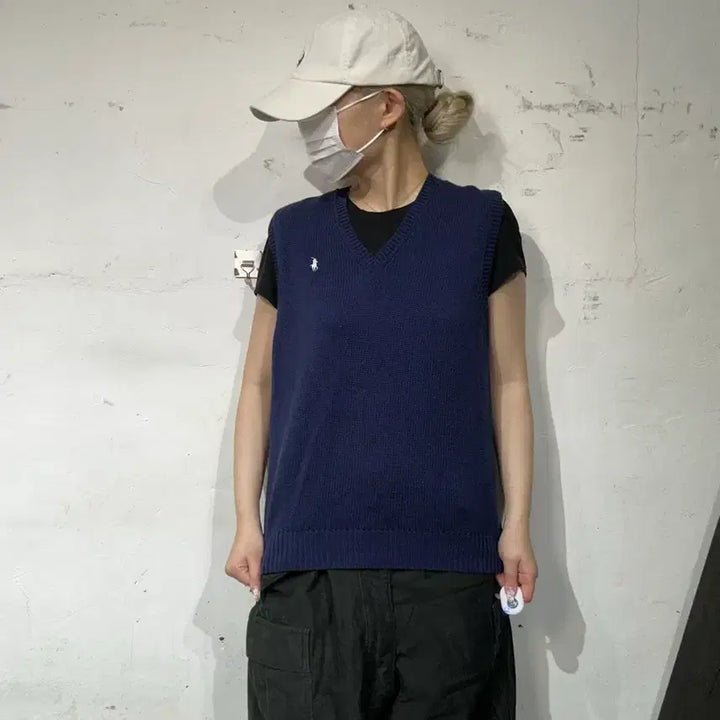 [BUNJANG] Polo Ralph Lauren Navy Knit Vest / 90s 폴로 랄프 로렌 네이비 니트 베스트 조끼 95