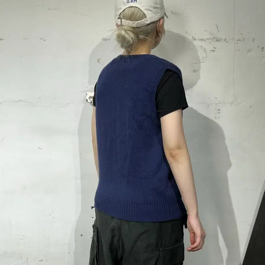 [BUNJANG] Polo Ralph Lauren Navy Knit Vest / 90s 폴로 랄프 로렌 네이비 니트 베스트 조끼 95