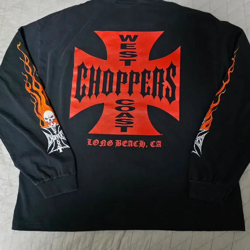 [BUNJANG] WCC West Coast Choppers Flame Long Sleeve Shirt / [2XL] 빈티지 WCC 웨스트 코스트 차퍼스 플레임 롱슬리브