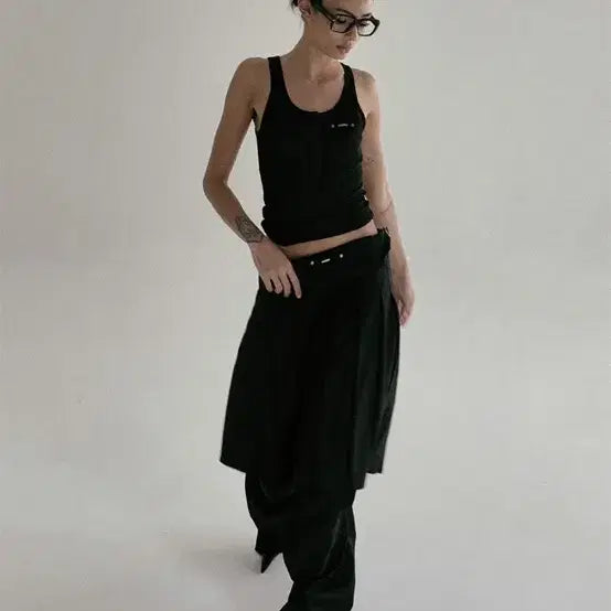 [BUNJANG] Badblood Gabardine Midi Pleated Skirt / 배드블러드 개버딘 미디 플리츠 스커트