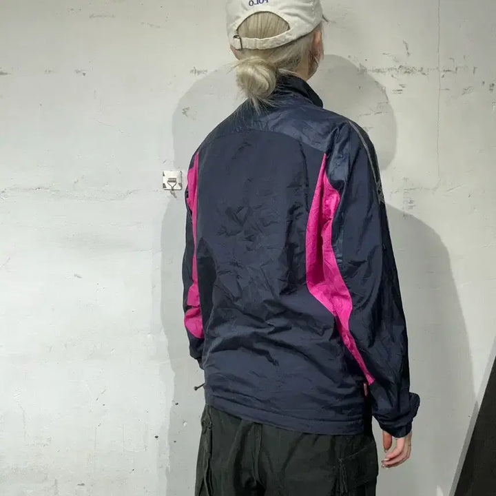 [BUNJANG] Mizuno Navy Old School Pink Track Jacket S / 미즈노 네이비 올드스쿨 핑크 오버핏 트랙 자켓 S