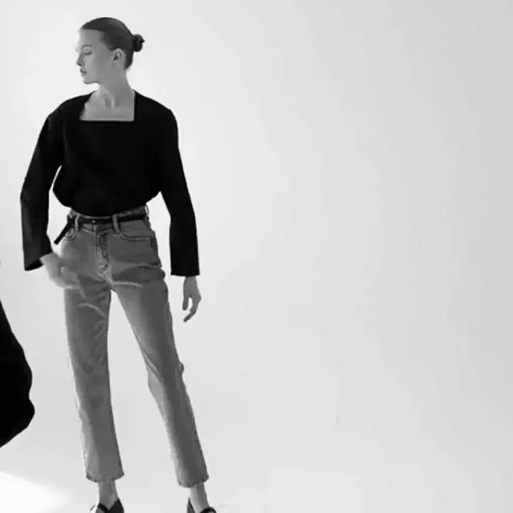 [BUNJANG] Moondal Square Neck Blouse - Black / 문달 스퀘어넥 블라우스 - 블랙