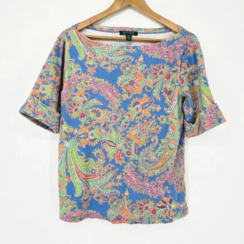 [BUNJANG] Ralph Lauren Paisley Short Sleeve T-shirt / 로렌 랄프로렌 페이즐리 반팔 티셔츠
