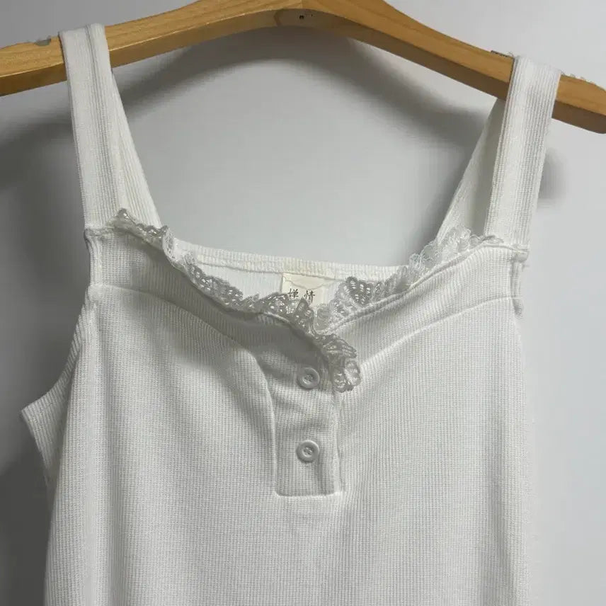 [SOLD OUT] 화이트 레이스 끈 나시 원피스