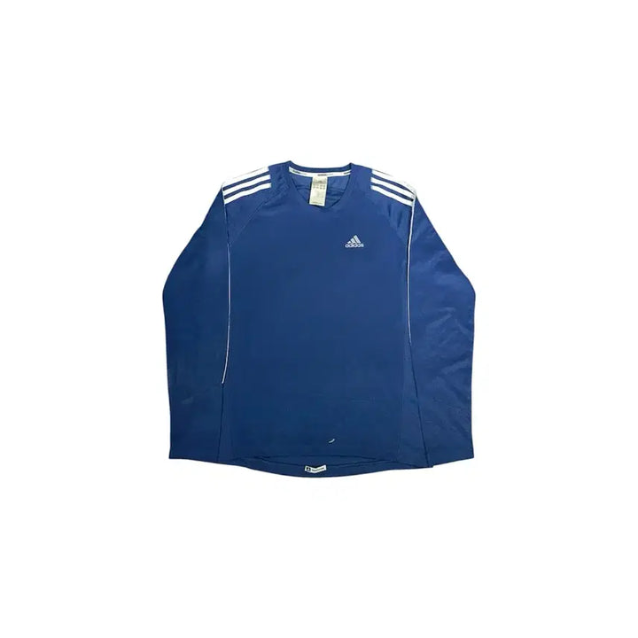[BUNJANG] Adidas Sporty Blockcore Navy Long Sleeve T-shirt / 아디다스 네이비 스포티 블록코어 화이트 삼선 긴팔티 M