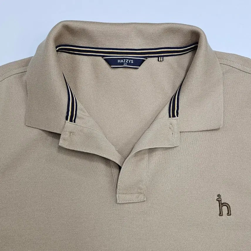 [BUNJANG] HAZZYS Beige Cotton Blend Short Sleeve Polo Shirt / HAZZYS 헤지스 베이지 면혼방 반팔 카라 티셔츠 105