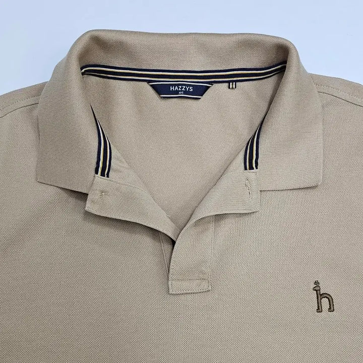 [BUNJANG] HAZZYS Beige Cotton Blend Short Sleeve Polo Shirt / HAZZYS 헤지스 베이지 면혼방 반팔 카라 티셔츠 105