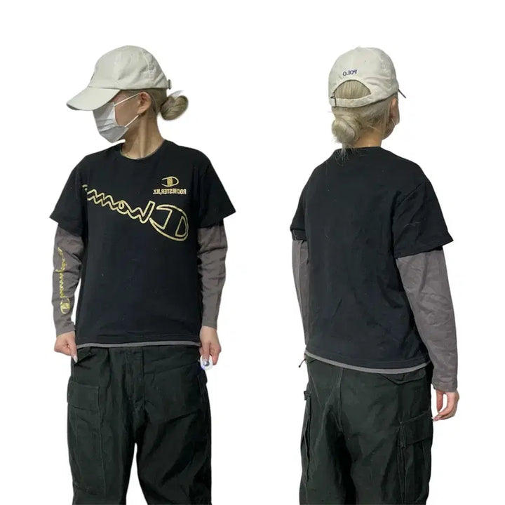 [BUNJANG] Champion Japan Big Logo Long Sleeve T-shirt / 챔피온 재팬 빅 로고 블랙 차콜 긴팔티